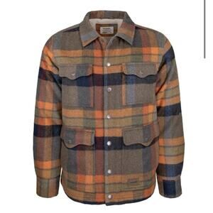 NWT Rural Cloth Plaid Blue Orange Lumber Jacket Size Medium